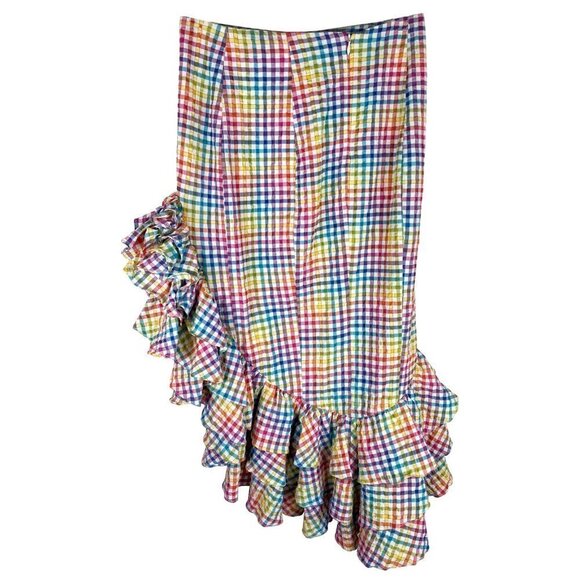 Caroline Constas Rainbow Ruffle Asymmetrical Skirt - Picture 4 of 6